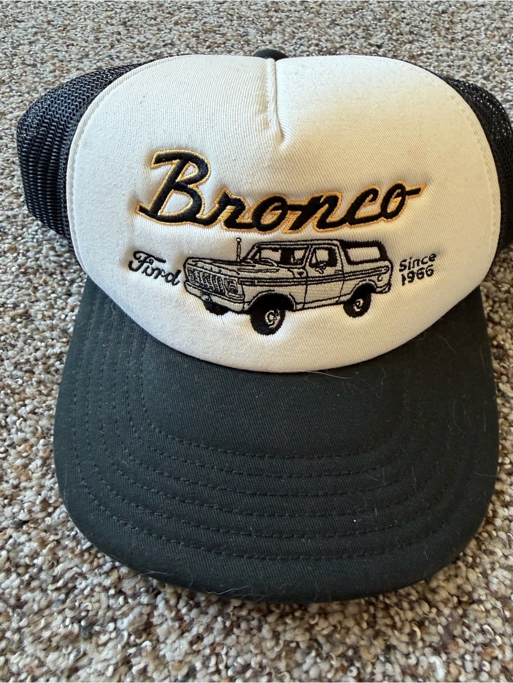 American Eagle Ford Bronco Since 1966 Trucker Hat Mesh Snapback Black White OS